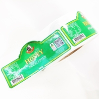 Étiquettes autocollantes en PET pour col de bouteille, dorées, rectangulaires, de forme spéciale, avec logo alimentaire pour pots de miel, sandwichs et huile d'olive