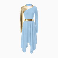 Robe longue de danse de louange populaire pour adulte, à manches longues métalliques, tenue de scène lyrique pour femme, robe de performance de danse