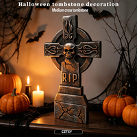 Décorations et accessoires de scène pour l'ambiance du Festival des Fantômes, Halloween 2026, croix tombale de taille moyenne de 66 cm pour cour intérieure