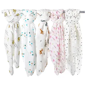 Manta de muselina para bebé Personalizar 6 capas Manta envolvente de muselina de algodón para bebé para recién nacidos