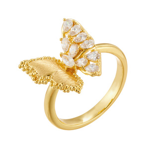 Butterfly Open <b>Ring</b> Gold Micro Pave Zircon Adjustable Index <b>Finger</b> Party Jewelry - Product Image 5