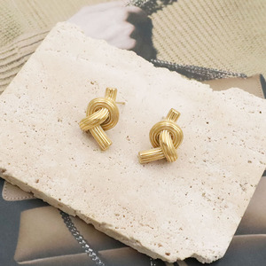 Knot Earrings Gold <b>Titanium</b> Steel Geometric <b>Studs</b> Fashion Jewelry For Women - Product Image 2