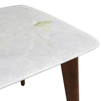 Table à manger moderne avec options multi-tailles personnalisées, plateau en marbre naturel Swan Lake, pieds en bois massif couleur noyer, 6 places, appartement