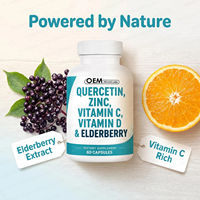 Capsules de Quercétine OEM avec Zinc, Vitamine D, Baies d'Agripaume, Curcuma, Poivre Noir, Ail, Gingembre, Mousse de Mer, Champignon Reishi – Complément Alimentaire