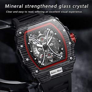 Montre à quartz pour homme SANDA 7044, boîtier tonneau ajouré à motif zèbre, montre-bracelet tendance et unique avec calendrier simple lumineux pour homme - Product Image 4