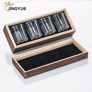 4 Pack Logo personalizzato personalizzato 2 oz Espresso Mini bicchiere chiaro <span class=keywords><strong>Shot</strong></span> <span class=keywords><strong>bicchieri</strong></span> con scatola di legno per regalo di compleanno - Product Image 3