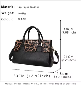 高品质牛皮制成的新款女包，奢华豹纹设计，大容量便携公文包 - Product Image 2