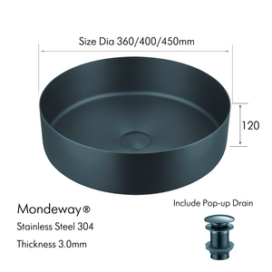 Colorato moderno in acciaio inox capelli a mano Console da <span class=keywords><strong>bagno</strong></span> di lusso blu mandarino con scolapiatti Pop-Up per il lavaggio - Product Image 4