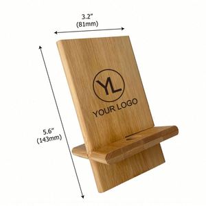 Soporte para Teléfono Móvil de Bambú Desmontable con Logotipo Personalizado, Ecológico y Promocional, con Orificio de Carga - Product Image 2
