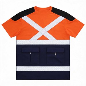 Polyester Work Reflective Safety Shirt Customized Security Short Sleeve High Visibility Safety T-Shirt Construction Shirt - Product Image 1