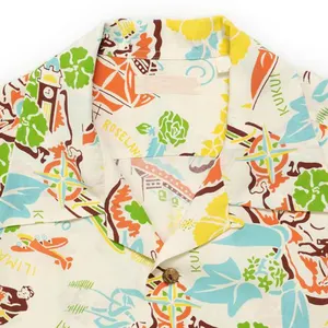 Nouvelle arrivée de vacances de bonne qualité 100% chemises hawaïennes tissées entièrement personnalisées en coton à séchage rapide