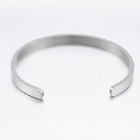 Brazalete de Acero Inoxidable de 5 mm y 15 mm, Diseño Abierto Pulido, Color Acero, Grabado 'Love You Is My Fate', Joyería Unisex para Regalo
