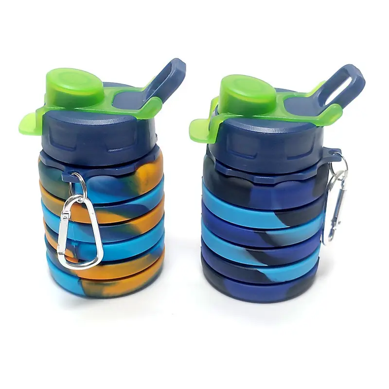 Factory Wholesale Outdoor Custom Color Sports Leak proof Silicone Folding Water Travel Bottle 500ml