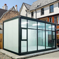 Conteneur de bureau extérieur de style méditerranéen personnalisable pour maisons, rideau en verre amovible, panneau sandwich, cour en acier