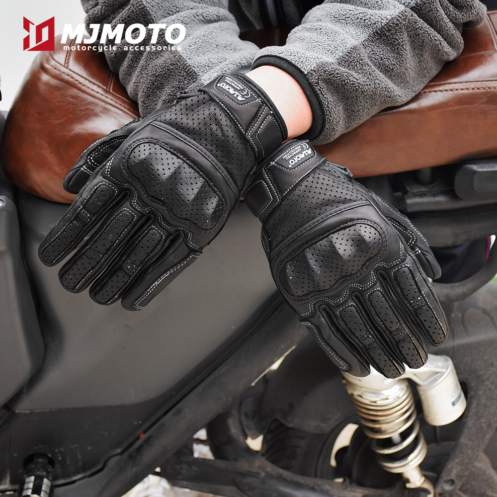 【未使用 • ヤギ革ロンググローブ】 バイクグローブ 本革 グローブ 秋 革 バイク用 バイク用品