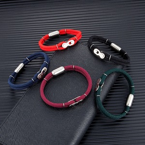 Blue Braided <b>Rope</b> <b>Bracelet</b> With Silver Plated Stainless Steel Lock Clasp Unisex Casual Sporty Style - Product Image 6