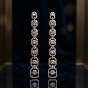 E1768 Orecchini in oro bianco con diamanti, taglio rotondo brillante, colore D, gioielli classici da donna per matrimonio - Product Image 2