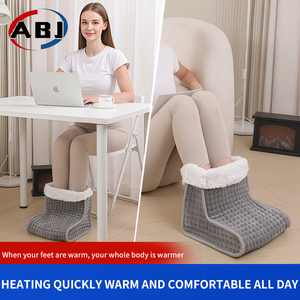 Chaussons chauffants électriques pour chambre à coucher d'hiver <span class=keywords><strong>avec</strong></span> protection contre la surchauffe et thermostat réglable, lavables, portables, en tissu doux - Product Image 3