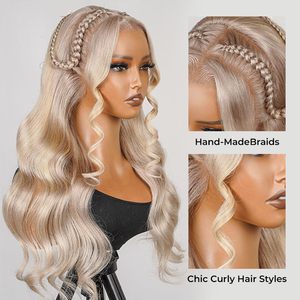 Alipearl P18/613 Platinum Ash Blonde Highlight Color Body Wave Lace Front Pelucas <span class=keywords><strong>de</strong></span> cabello humano Pre trenzado 13*<span class=keywords><strong>4</strong></span> Peluca frontal <span class=keywords><strong>de</strong></span> encaje - Product Image 2