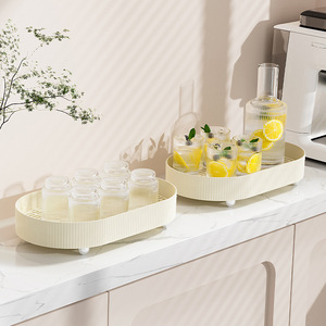 Tea And Fruit Tray Milk White Oval Draining Dish Rack For Kitchen Living Room Coffee Table Serving Trays - Product Image 3