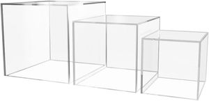 Acrylic hiển thị Riser hộp với một mở Side linh hoạt rõ ràng vuông bán lẻ hàng hóa lưu trữ bin hoặc sản phẩm nền tảng - Product Image 2