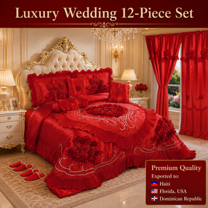 Juego <span class=keywords><strong>de</strong></span> Ropa <span class=keywords><strong>de</strong></span> Cama Roja <span class=keywords><strong>de</strong></span> Lujo para Bodas: Ideal para el Dormitorio <span class=keywords><strong>de</strong></span> <span class=keywords><strong>la</strong></span> <span class=keywords><strong>Novia</strong></span> en <span class=keywords><strong>la</strong></span> <span class=keywords><strong>Casa</strong></span> Nueva, Tamaño Grande Manta <span class=keywords><strong>de</strong></span> Encaje Princesa - Product Image 1