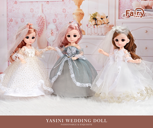 Girls Lovely Cartoon Wedding Dress Toy Mini Plastic <strong>Doll</strong> Play House Dress up <strong>Fairy</strong> Perfect Gift Idea - Product Image 2