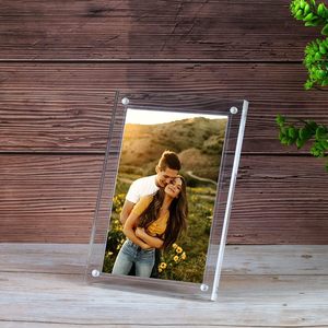 <b>4</b>*6-inch Acrylic Transparent Picture <b>Frame</b>, Desktop <b>Photo</b> Stand, Wall Magnetic Picture <b>Frame</b> - Product Image 4
