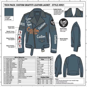 Chaqueta de Motero Azul Marino de Piel de Oveja con Tachuelas de Latón, Parche Bordado y Estampado Personalizado para Marca de Ropa Urbana Punk Rock, Venta al por Mayor OEM - Product Image 3