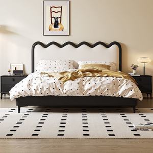 <span class=keywords><strong>Lit</strong></span> pour enfants en cuir véritable Tuochen avec fonction de levage et cadre en <span class=keywords><strong>bois</strong></span>, design ondulé pour ensembles de chambre à coucher contemporains - Product Image 2