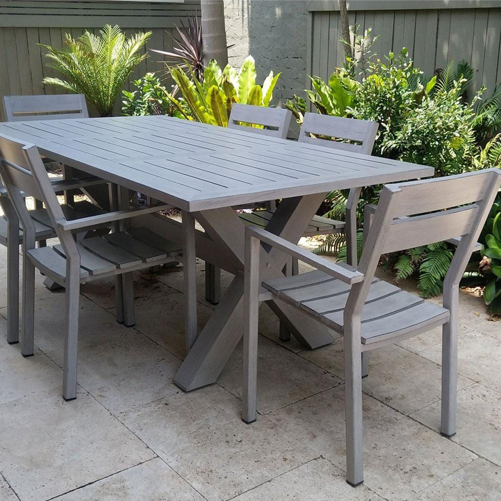 Custom Factory Garden Set High End Rectangle Dining Table All Weather Outdoor Solid Teak wood Chair