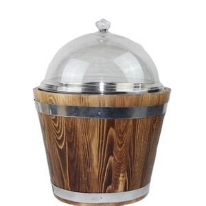 Cubo de Almacenamiento de Alimentos de Madera Ecológico Personalizado con Barnizado Brillante y Tapa de Vidrio para Uso en Supermercados - Tambores, Cubos y Barriles - Product Image 1