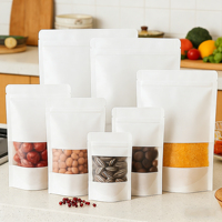 Sachet refermable en papier kraft blanc de qualité alimentaire avec fermeture éclair pour la vente en gros