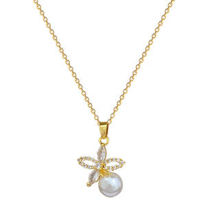 ชุดเครื่องประดับของขวัญแต่งงานวินเทจสุดหรู สร้อยคอไข่มุกประดับเพชรซิร์คอน พร้อมต่างหูและจี้รูปทรงข้าวหลามตัดประดับเพชรแบบไมโครเพฟ - Product Image 2