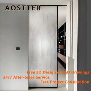 Portes coulissantes en verre givré AOSTTER faciles à nettoyer, cadre en aluminium, étanches et insonorisées pour villa ou hôtel - Product Image 2