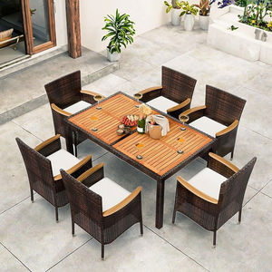 Conjunto de Comedor Moderno y Duradero para Exteriores con Sillas de Ratán Sintético, Cojines Suaves, Material de Mimbre Sintético, <span class=keywords><strong>6</strong></span> Plazas, Negro - Product Image 6