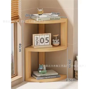 Wooden Corner <b>Shelf</b> 20x46cm 2 Tier Standing Type For Home Office <b>Bedroom</b> Storage Rack - Product Image 1