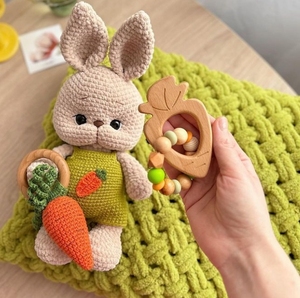 Venta al por mayor: Sonajero de conejo amigurumi, mordedor para bebé, león y conejo de ganchillo hecho a mano, zapatos de chupete, regalos para recién nacidos - Product Image 6