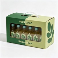 Boîte d'emballage en carton ondulé personnalisée pour bouteilles de boissons, avec poignée et fenêtre transparente, pour jus et autres produits boissonnels