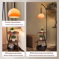 Lampe de sol multifonctionnelle de style vintage américain, populaire sur Internet, avec abat-jour en verre LED, CRI 90+, et fonction de table basse de rangement