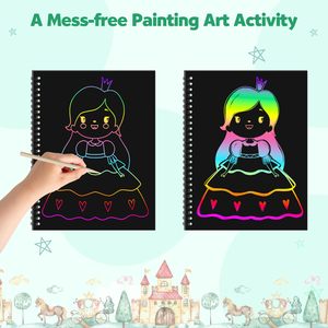 Creativo bambino fai da te stampa <span class=keywords><strong>arcobaleno</strong></span> magico graffio nero <span class=keywords><strong>disegno</strong></span> carta arte artigianato regalo per bambini - Product Image 5