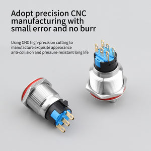 Tombol kunci mengunci sendiri baja tahan karat, WD16mm/19mm/22mm, kelas IP65, tegangan maksimum 220V 1NO1NC, saklar 2NO2NC - Product Image 4