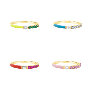CANNER Simple Ins Single Row Diamond Drop Oil Enamel Stacking <b>Couple</b> Gift Girls <b>Ring</b> - Product Image 3