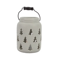 Offre Spéciale décoration de la maison de noël pots en céramique blanche évidés bougeoirs en céramique de noël fournitures ornements