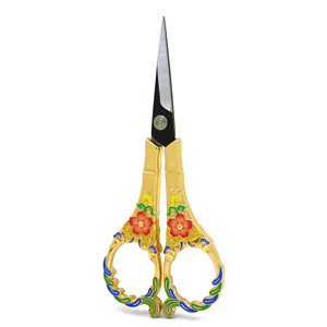 Ciseaux à broder 4,4 pouces en acier inoxydable à pointe aiguisée, ciseaux vintage à motif floral pour travaux manuels DIY - Product Image 4