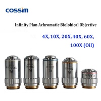 Objectif de Microscope achromatique du Plan de l'infini, lentille d'objectif pour Microscope biologique, 4x10x20x40x60x100x