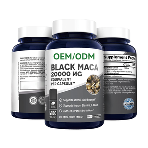 OEM Custom LOGO Black Maca 20000 mg Supports Normal <strong>Male</strong> Strength Black Maca Pills Root Vegan Capsules for Men - Product Image 1