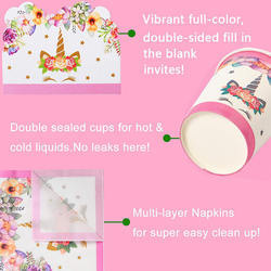 Set di decorazioni per feste di compleanno per bambini da 192 pezzi forniture per feste a tema unicorno arcobaleno di buon compleanno per bambina - Product Image 5