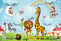 Papier peint photo 3D pour chambre d'enfant, motif lion et girafe, pour garçons et filles, peinture murale personnalisée pour chambre d'enfant