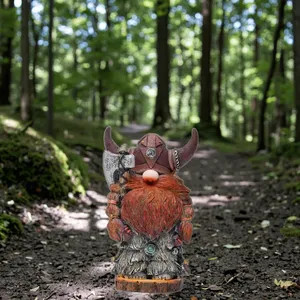 Figuras de Poliresina, Estatua de Guerrero <span class=keywords><strong>Vikingo</strong></span> Nórdico, Gnomo de Jardín, Muñeco Enano, Adornos de Elfos, Decoración para Exteriores - Product Image 4